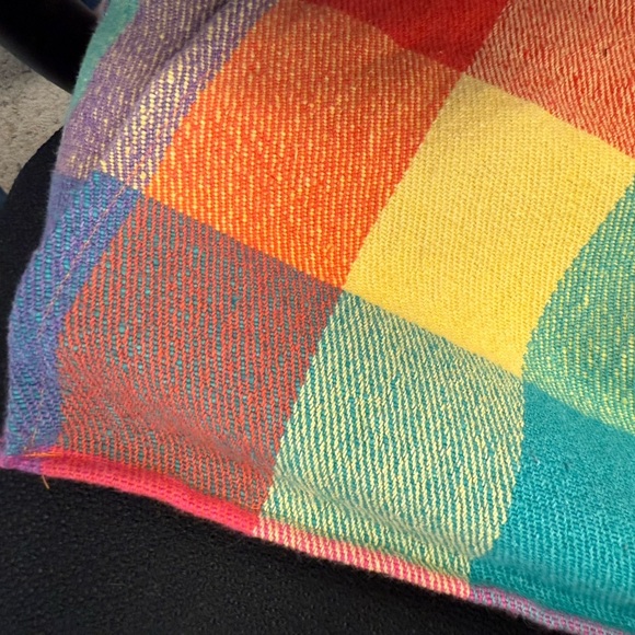 Mooncraft handmade NWT  button Red and Orange TasseledTote Bag lined flannel red - Picture 8 of 13